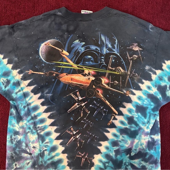 Vintage 90’s Star Wars Liquid Blue Tie-Dye T-Shirt Men’s Large - Picture 9 of 10